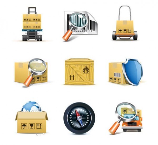 Cargo Shipping Transport Vector Icons Set web vector unique ui elements trucking transport stylish shipping quality original new interface illustrator high quality hi-res HD graphic fresh free download free forklift elements download detailed design delivery creative cartons cargo   