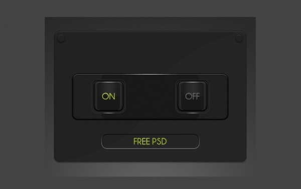 Dark Sleek UI On/Off Buttons PSD web unique ui elements ui toggle switch stylish simple quality original on/off on off buttons on off new modern interface hi-res HD fresh free download free elements download detailed design creative clean buttons   