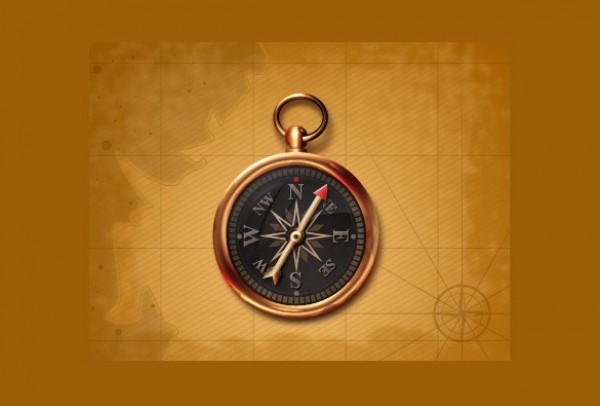 Classic Gold Navigation Compass Icon PSD west web vintage ultimate stylish south north simple quality psd original needle navigation icon high detail hi-res HD gold free download free east download directional detailed design compass   