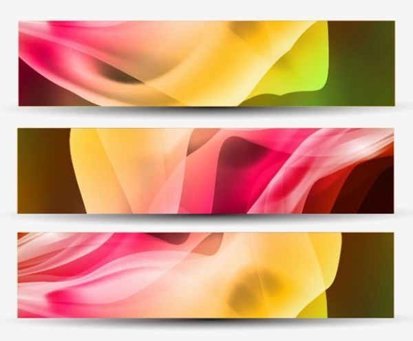 3 Flowing Colors Abstract Headers/Banners Set yellow web vector unique ui elements stylish set quality pink original new interface illustrator high quality hi-res header HD graphic fresh free download free flowing elements download detailed design creative colors colorful banner background abstract   