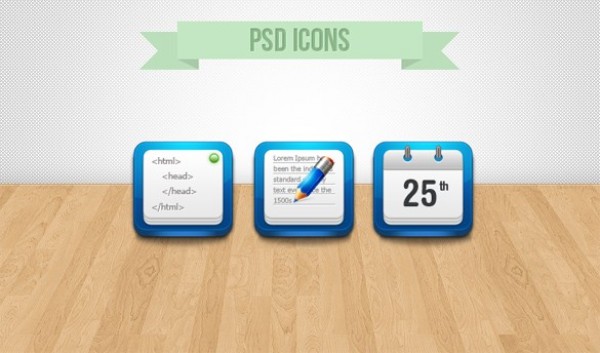 3 Striking Blue Desktop Icons Set PSD web unique ui elements ui stylish stacked paper stacked set quality psd pencil original notes notepad icon new modern mac icon mac interface icons hi-res HD glassy fresh free download free flip calendar elements download detailed design creative clean calendar blue icons blue   