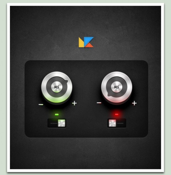 Stylish Control Knobs & Toggle Switches Set web volume unique ui elements ui toggle stylish set round quality psd original on/off on off switch new modern metal interface hi-res HD fresh free download free elements download detailed design creative control knobs clean aluminum   