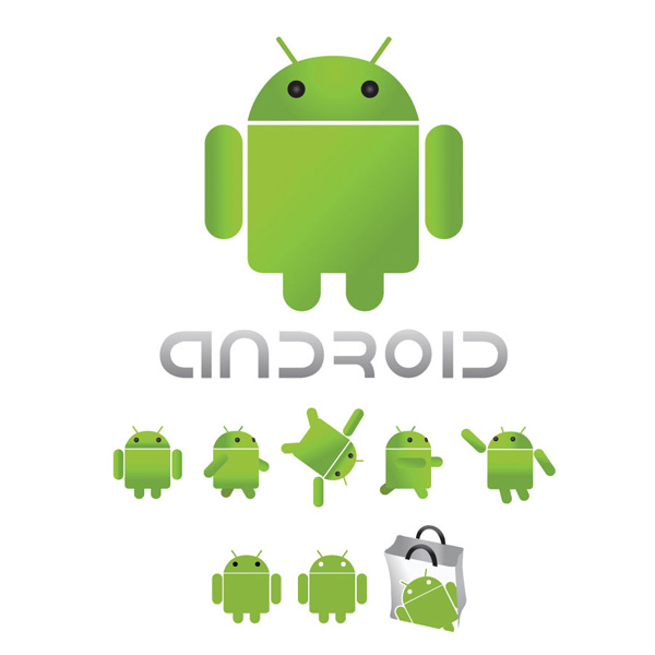 8 Green Android Robot Logos Set web vector unique ui elements stylish shopping bag set robot quality poses original new logos interface illustrator icons high quality hi-res HD green graphic fresh free download free eps elements download detailed design creative Android robot Android mascot Android logo android   