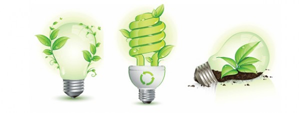 3 Green Leaf and Energy-Saving Lamps Vector Logo Pack vector logos vector psd photoshop lamps lamp Green Leaf free vectors free vector free downloads ecological eco earth   