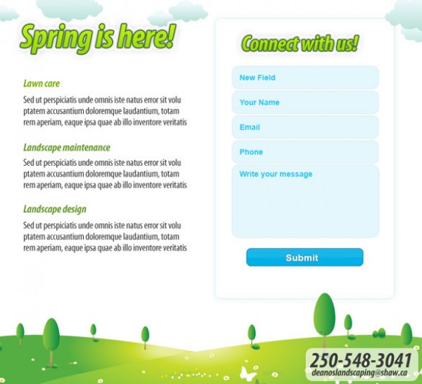 Spring Modal Box and Form spring psd modal landscape green form   