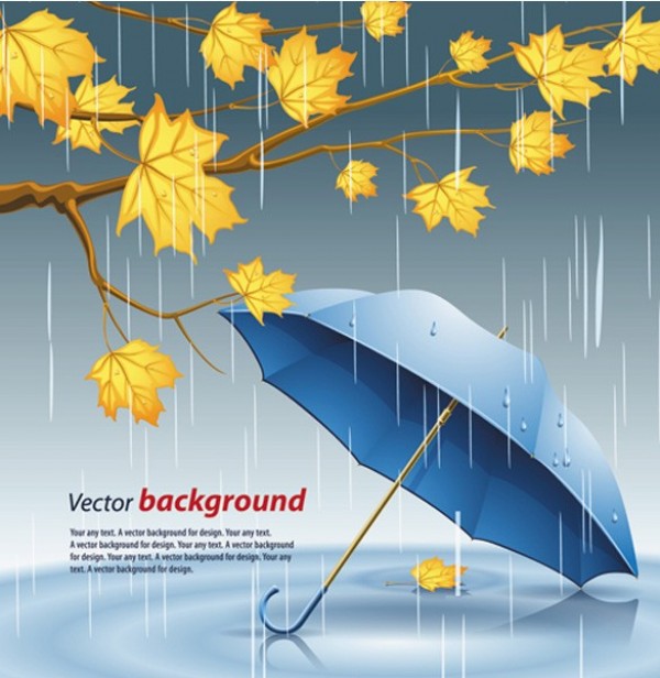 Rainy Autumn Day Umbrella Vector Background web vector unique umbrella stylish rainy day rainy rain quality original new leaves illustrator high quality graphic fresh free download free download design creative background autumn leaves autumn   