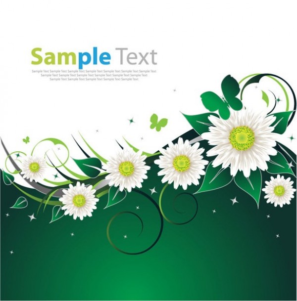 Fresh Spring Flowers Green Vector Background web vector unique stylish spring quality original illustrator high quality green graphic fresh free download free flowers floral eps download design daisy daisies creative background   