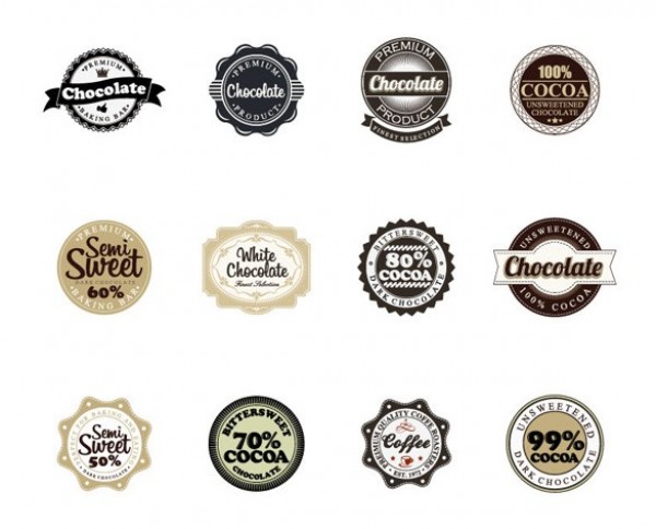 11 Chocolate Coffee Cocoa Vector Labels Set web vintage vector unique ui elements stylish star set ribbon quality premium pack original new labels interface illustrator high quality hi-res HD graphic fresh free download free eps elements download detailed design creative coffee cocoa chocolate banners 100%   