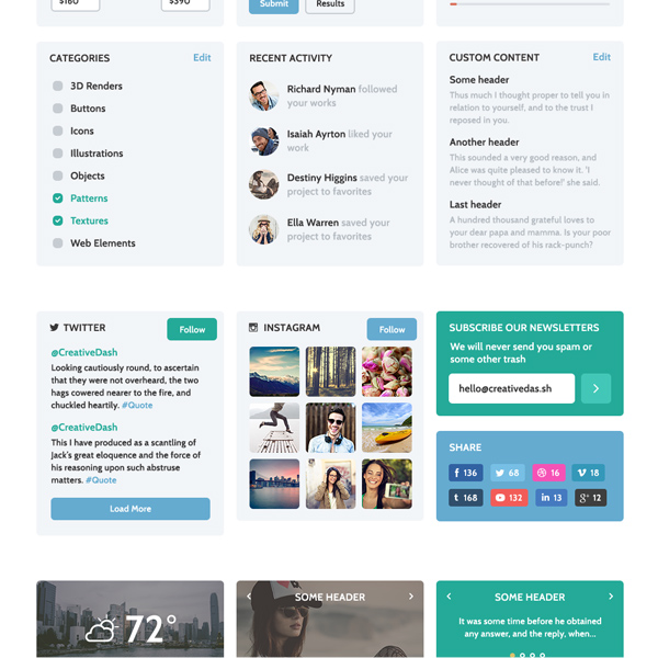 Part 11 - Edge UI Kit - Widgets widgets weather tags social categories calendar   