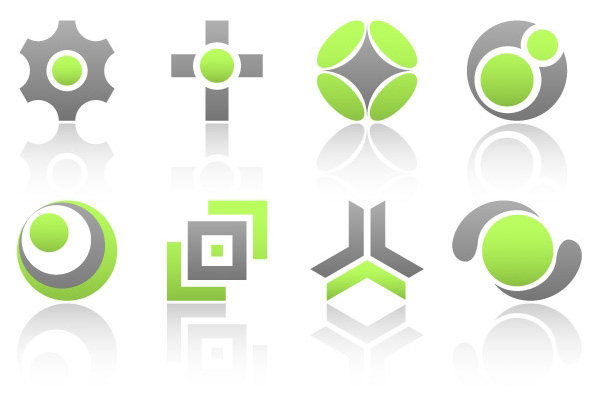 8 Logotype Shapes and Designs Vector Set vector square shapes set logotypes logos green gear free download free cross circles   