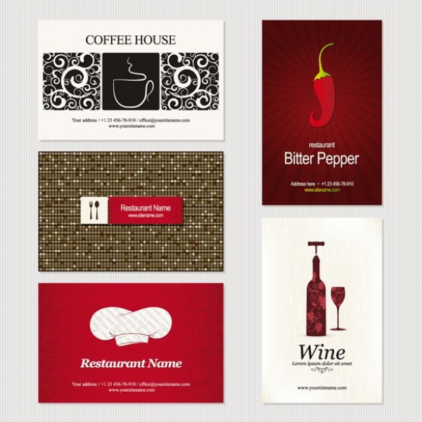 11 Creative Business Card Templates Vector Set wine web vector unique template stylish shop restaurant quality original illustrator high quality graphic fresh free download free download design creative coffee card cafe business card   