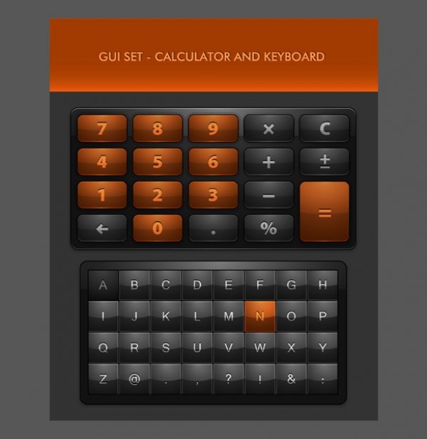 Glossy GUI Calculator Keyboard Vector Design web vector unique UI keyboard ui elements stylish quality original new keyboard interface illustrator high quality hi-res HD gui graphic glossy fresh free download free elements download detailed design creative calculator   