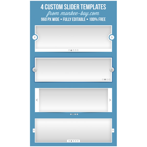 4 Clean Image Slider Templates with Nav PSD white web unique ui elements ui template stylish slider template slider set quality psd original new navigation modern interface image slider hi-res HD fresh free download free elements editable download detailed design creative clean arrows 960px   