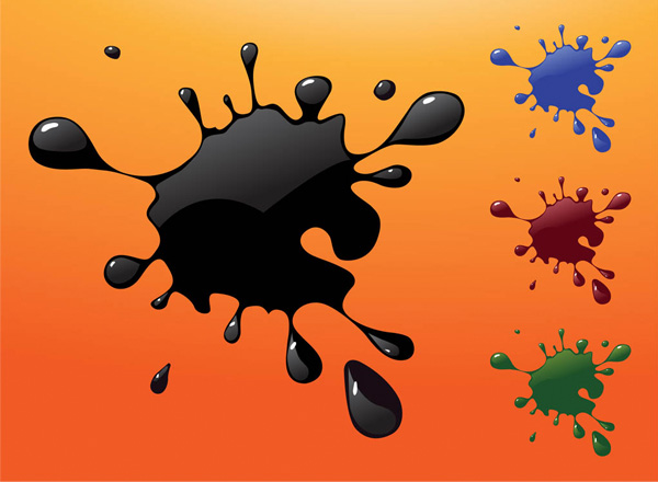 4 Glossy Paint Blobs Ink Spills Vector Set wet web vector unique ui elements stylish splatter splash spills set red quality pdf paint original new interface ink spill ink illustrator high quality hi-res HD green graphic glossy fresh free download free elements download detailed design creative blue blobs black ai   