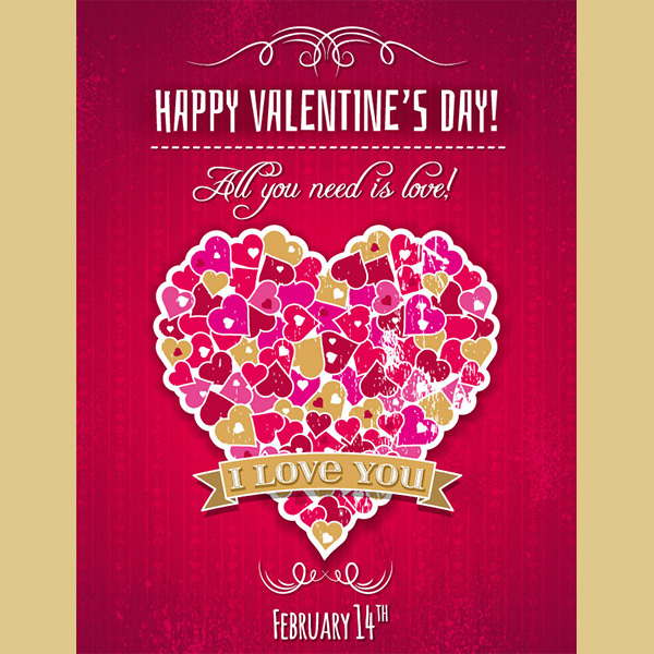 Vintage Valentine's Day Heart Card vintage vector valentines valentine's day love heart grunge free download free card background   