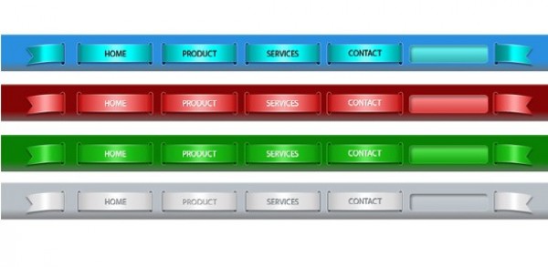 4 Woven Ribbon Navigation Menus PSD web unique ui elements ui stylish set ribbon navigation ribbon red quality psd original new navigation menu navigation bar navigation nav modern menu interface hi-res HD grey green fresh free download free elements download detailed design creative clean blue bar   