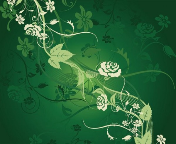 Deep Green Floral Vector Background web vector unique stylish roses quality original illustrator high quality green graphic fresh free download free flowers floral emerald green download design dark creative background   