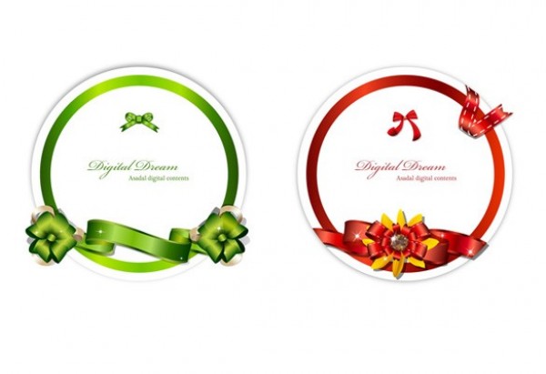 Stylish Circle Frames with Ribbons Vector Set web vector unique ui elements text stylish sticker round ribbons red quality original new interface illustrator high quality hi-res HD green graphic fresh free download free frame floral eps elements download detailed design creative circle bows   