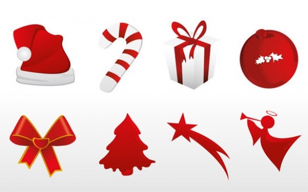 8 Red Christmas Theme Icons Vector Set web vector unique ui elements stylish set red quality original new interface illustrator icons high quality hi-res HD graphic fresh free download free elements download detailed design creative christmas icons christmas ai   