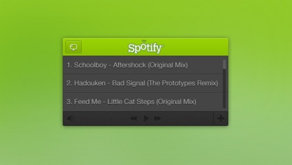 Trendy Spotify Mini Music Player PSD widget web unique ui elements ui stylish spotify player spotify music player spotify simple quality psd original new music player modern mini interface hi-res HD green fresh free download free elements download detailed design dark creative clean box black   