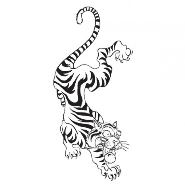 Tattoo Style Vector Tiger Graphic wild web vector unique ui elements tiger tattoo tiger tattoo stylish sketch quality original new interface illustrator high quality hi-res HD hand drawn graphic fresh free download free eps elements download detailed design creative cat ai   