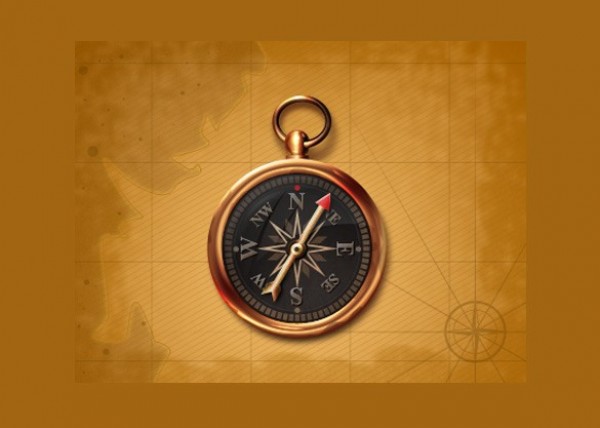Vintage Style Directional Compass Icon PSD web vintage unique ui elements ui stylish realistic quality psd original old world map old map new modern interface icon hi-res HD fresh free download free elements download directional compass detailed design creative compass clean antique   