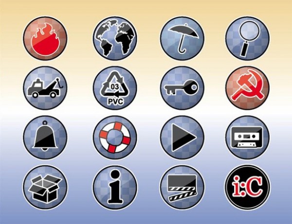 15 Round Glossy Tools Icons Vector Set web vector unique umbrella ui elements tools icons tools stylized flames stylish set round quality PVC recycling arrow pack original new movie clapper magnifying glass lifebuoy key interface information sign illustrator icons high quality hi-res HD hammer and sickle graphic global map fresh free download free elements download detailed design creative cassette tape cardboard box car transport vehicle buttons bell arrow ai   