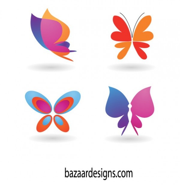 4 Colorful Butterfly Shapes Vector Graphics web vector unique ui elements stylish set quality original new interface illustrator high quality hi-res HD graphic fresh free download free elements download detailed design creative colorful butterfly butterflies   
