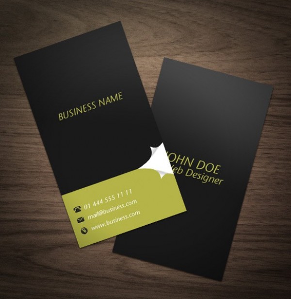 Modern Page Curl Business Card Template Set web unique ui elements ui template stylish quality psd page original new modern interface hi-res HD front fresh free download free elements download detailed design curled curl creative corner colors clean business card black back   