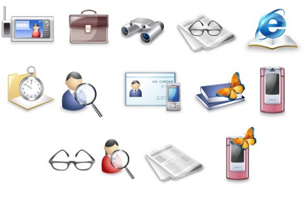 14 Business Theme Vector Icons Set web vector user unique ui elements stylish quality pink phone original newspaper new mobile phone mobile magnifying glass interface illustrator ID icons high quality hi-res HD graphic glasses fresh free download free elements download detailed design creative cell phone briefcase binoculars avatar   