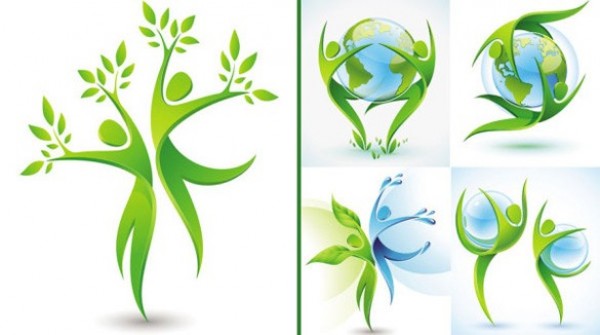 Nature Earth Dancing Vector Figures world water trees save the planet protection planet nature leaf icon green go green globe environmental ecology eco earth dynamic dance blue 3d   
