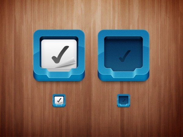 Pretty Little Blue To-Do Icon Set PSD web unique ui elements ui todo box todo to-do icon to do stylish set quality original note new modern interface inbox icon hi-res HD fresh free download free elements download detailed design creative clean check blue   