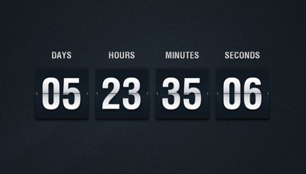 White on Black Countdown Flip Clock PSD white web unique ui elements ui stylish seconds quality psd original new modern minutes interface hours hi-res HD fresh free download free flipper flip clock flip elements download detailed design days date creative countdown clock countdown clock clean   