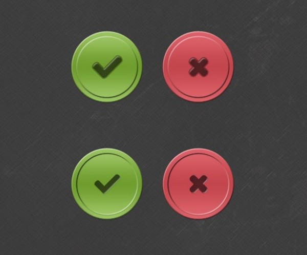 Check and Cross Round UI Buttons Set PSD x web unique ui elements ui tick stylish set round red quality psd original new modern interface hi-res HD green fresh free download free elements download detailed design cross creative clean check buttons   