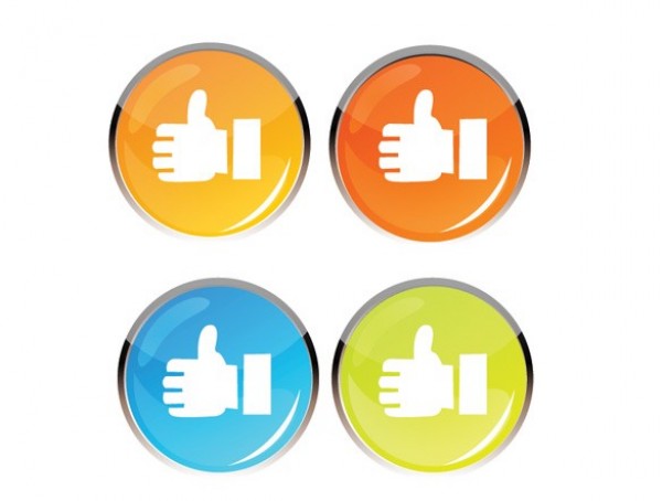 4 Round Colorful Thumbs Up Vector Buttons Set web vector unique ui elements thumbs up stylish round quality original new interface illustrator high quality hi-res HD graphic glossy fresh free download free eps elements download detailed design creative colors cdr buttons ai   