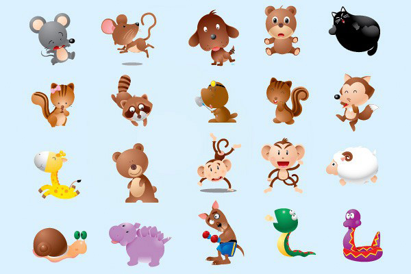 20 Cute Cartoon Animal Mascots Set web vector animals vector unique ui elements stylish set quality original new mascots interface illustrator high quality hi-res HD graphic fresh free download free eps elements download detailed design cute animals creative children cartoon animals animals animal characters ai   