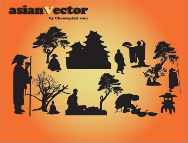 Oriental Vector Silhouette Scenes web vector unique ui elements tree stylish silhouette scene quality psd pagoda original oriental new Japanese japan interface illustrator high quality hi-res HD graphic fresh free download free eps elements download detailed design creative chinese china bonsai Asian ai   