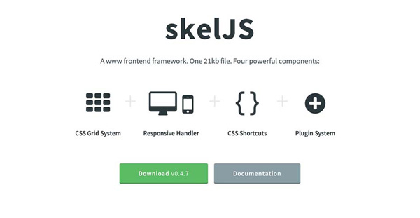 SkelJS Front-end Framework Components ui elements ui skeljs site shortcuts responsive pluging js handler grid system front end free download free framework app   
