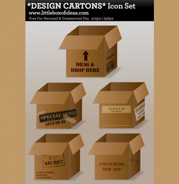 Cardboard Box Design Icon Set web vectors vector graphic vector unique ultimate ui elements quality psd png photoshop package pack original new modern jpg illustrator illustration icon ico icns high quality hi-def HD fresh free vectors free download free elements download design creative carton cardboard box icon box icon box ai   
