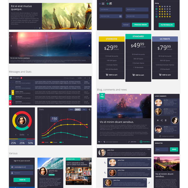 Stunning Flat Rounded Square UI Kit weather widget ui kit ui elements tooltips tags stats star rating square rounded psd pricing tables players pagination news block navigation modal window icons headers free download free flate flat ui kit download carousels calendar bubbles   