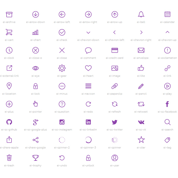 56 Evil Icons Lightweight Vector Set vector set line lightweight icons evil icons   