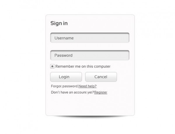 CS5 Login/Sign-in Box PSD web unique ui elements ui stylish simple sign-in form sign-in box quality psd paper original new modern login form login box login interface hi-res HD fresh free download free elements drop shadows download detailed design creative clean   