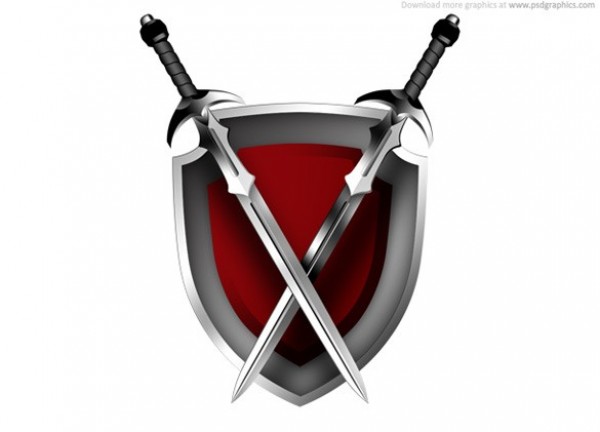 Crossed Swords & Shield Icon PSD web unique ui elements ui swords sword and shield stylish simple security quality psd original new modern medieval interface hi-res HD fresh free download free elements download detailed design creative clean   