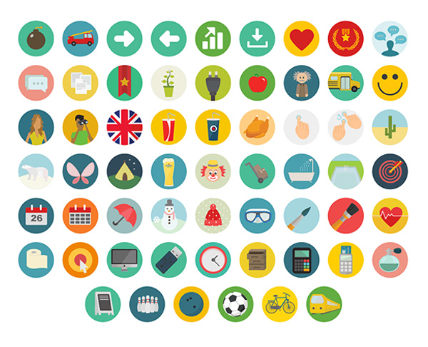 60 Colorful Round Icons Pack ui elements ui set round pack icons icon free download free flat circle   
