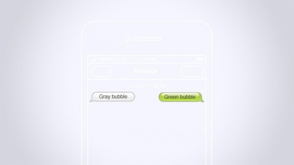 Replicated iOS 5 Message Bubbles PSD web unique ui elements ui stylish simple replicated quality psd original new modern message bubble iOS 5 interface hi-res HD fresh free download free elements download detailed design creative clean bubble app   