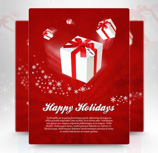 Eye Catching Christmas Flyer Template PSD winter web unique ui elements ui template stylish red quality psd products original new years new modern interface holiday flyer hi-res HD gift boxes fresh free download free flyer elements ecommerce download detailed design creative clean christmas flyer   