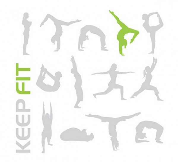Keep Fit Yoga Vector Silhouettes Set yoga web vector unique ui elements stylish stretches silhouette quality Positions original new keep fit interface illustrator high quality hi-res HD graphic fresh free download free exercise elements download detailed design creative   