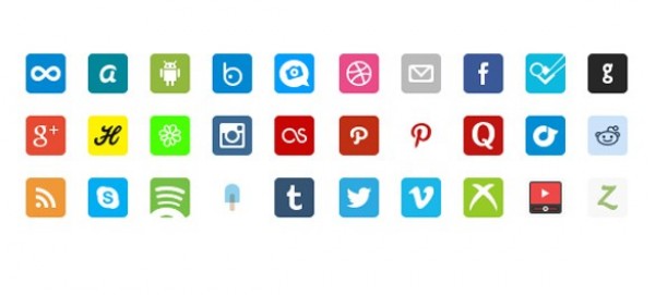 32 Social Media Retina Icons Pack PNG web unique ui elements ui stylish social icons retina social icons retina display quality png pack original new modern mobile iphone interface icons hi-res HD fresh free download free elements download detailed design creative colorful clean   