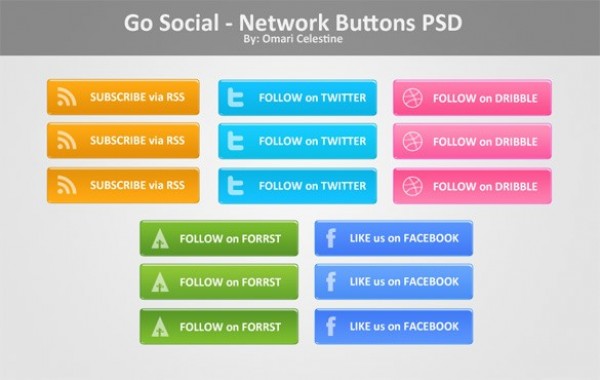 Beautiful Social Network Buttons Set PSD web unique ui elements ui twitter stylish social set rss quality psd original new networking modern media interface hi-res HD fresh free download free Forrst facebook elements dribble download detailed design creative clean buttons bookmarking   