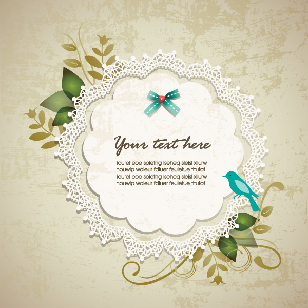 Vintage Lace Floral Vector Background web vintage vector unique ui elements stylish quality original new message lace frame lace interface illustrator high quality hi-res HD graphic fresh free download free frame floral eps elements download detailed design creative card birds background   